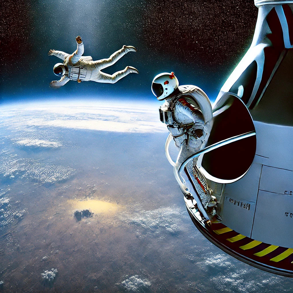 Felix Baumgartner lors de son saut stratosphérique historique