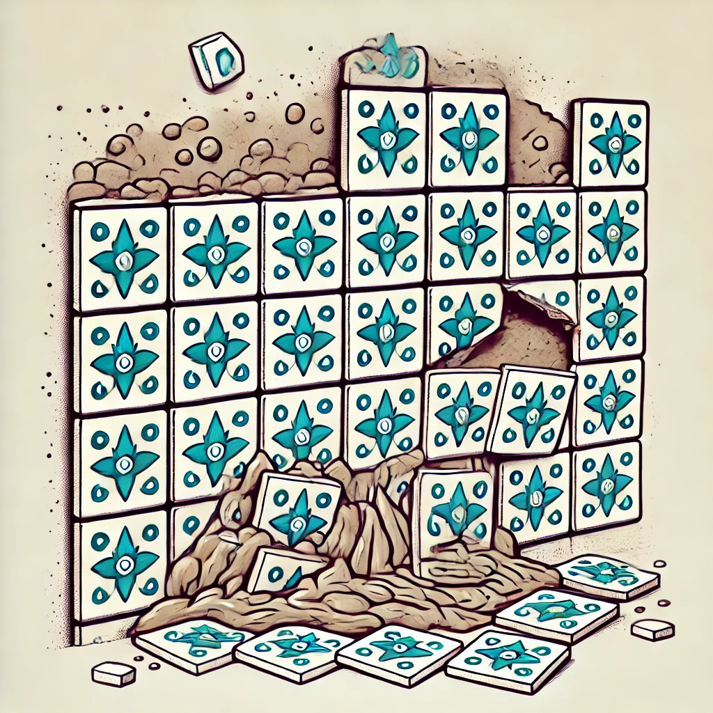 Des carreaux posés à l’envers avec des joints excessifs.