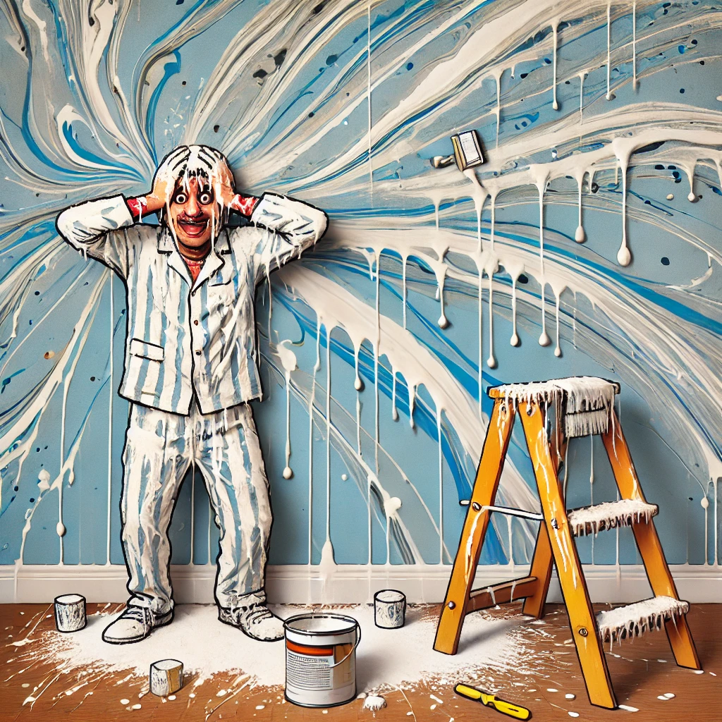 Un mur avec un effet marbré raté.